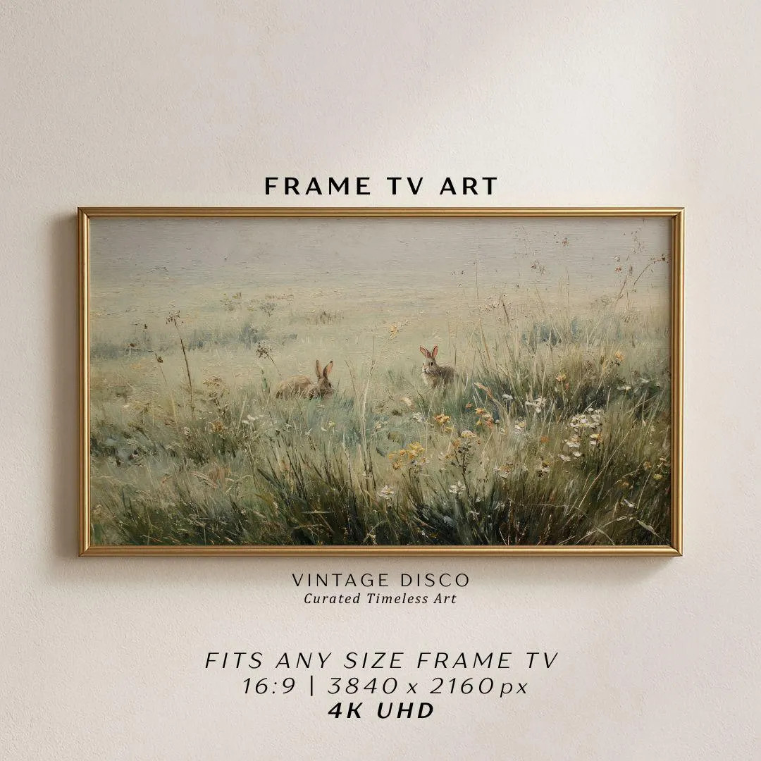 Easter Bunnies Frame TV Art Painting - Spring Countryside Television Artwork, Cottagecore Decor | Etsy (US)