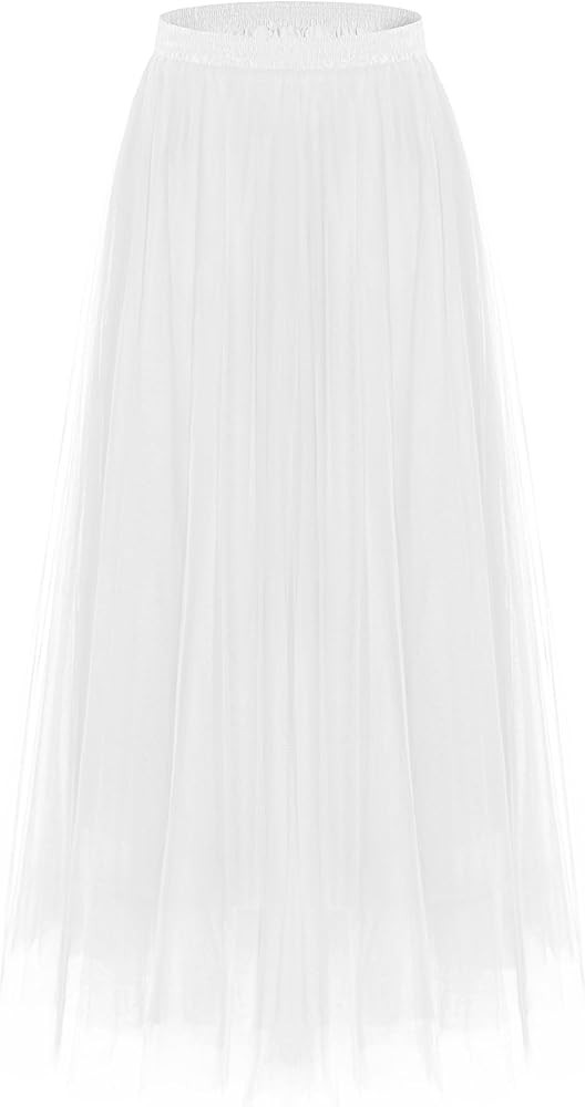 Kingfancy Women's Winter Skirts 2 Layered Tulle Tiered Long Skirts Elastic Waist A-Line Midi Skir... | Amazon (US)