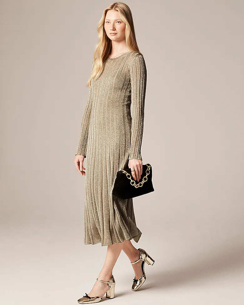 Rib-knit flare midi dress with Lurex® metallic threads | J. Crew US
