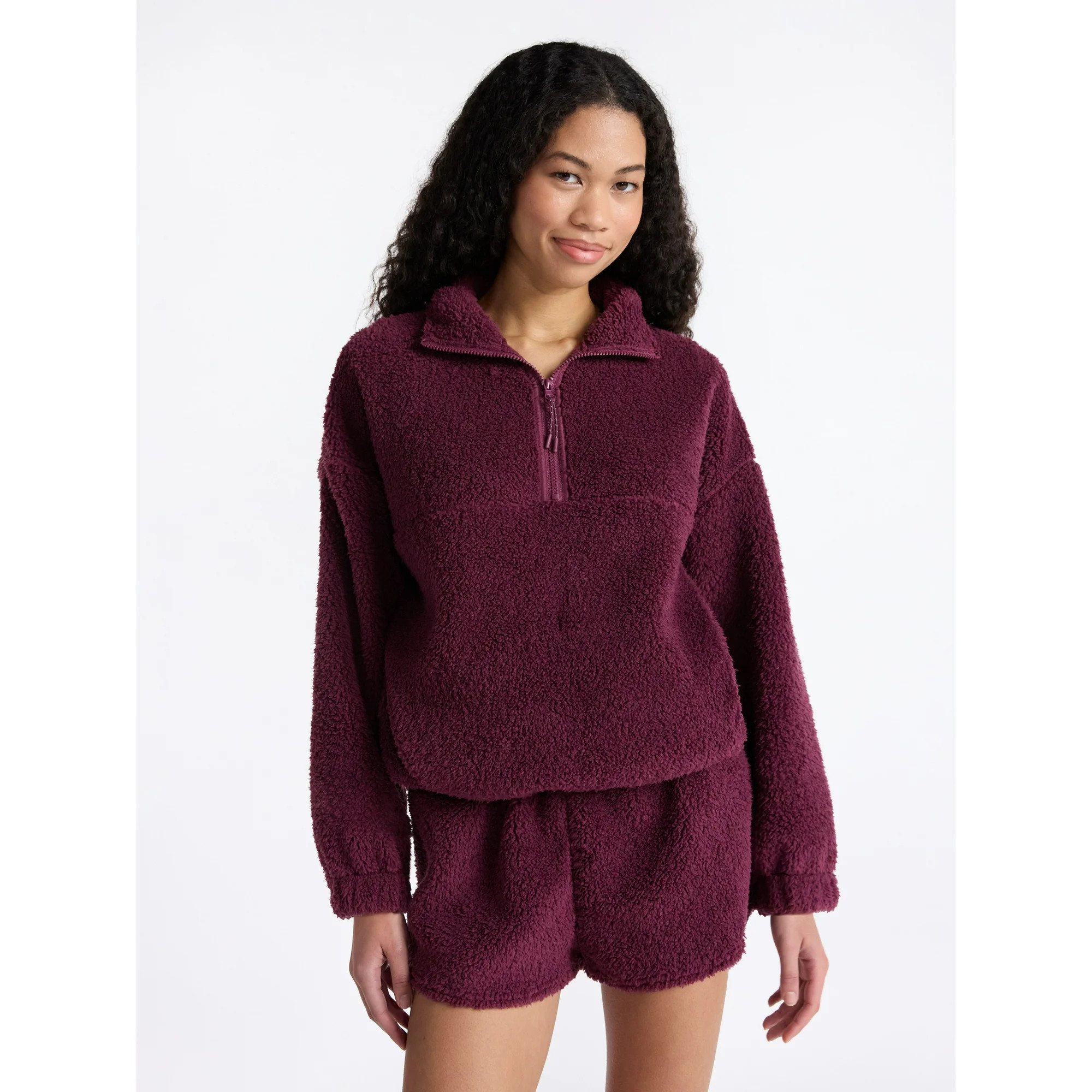 No Boundaries Plush Half-Zip Pullover, Women's and Plus | Walmart (US)