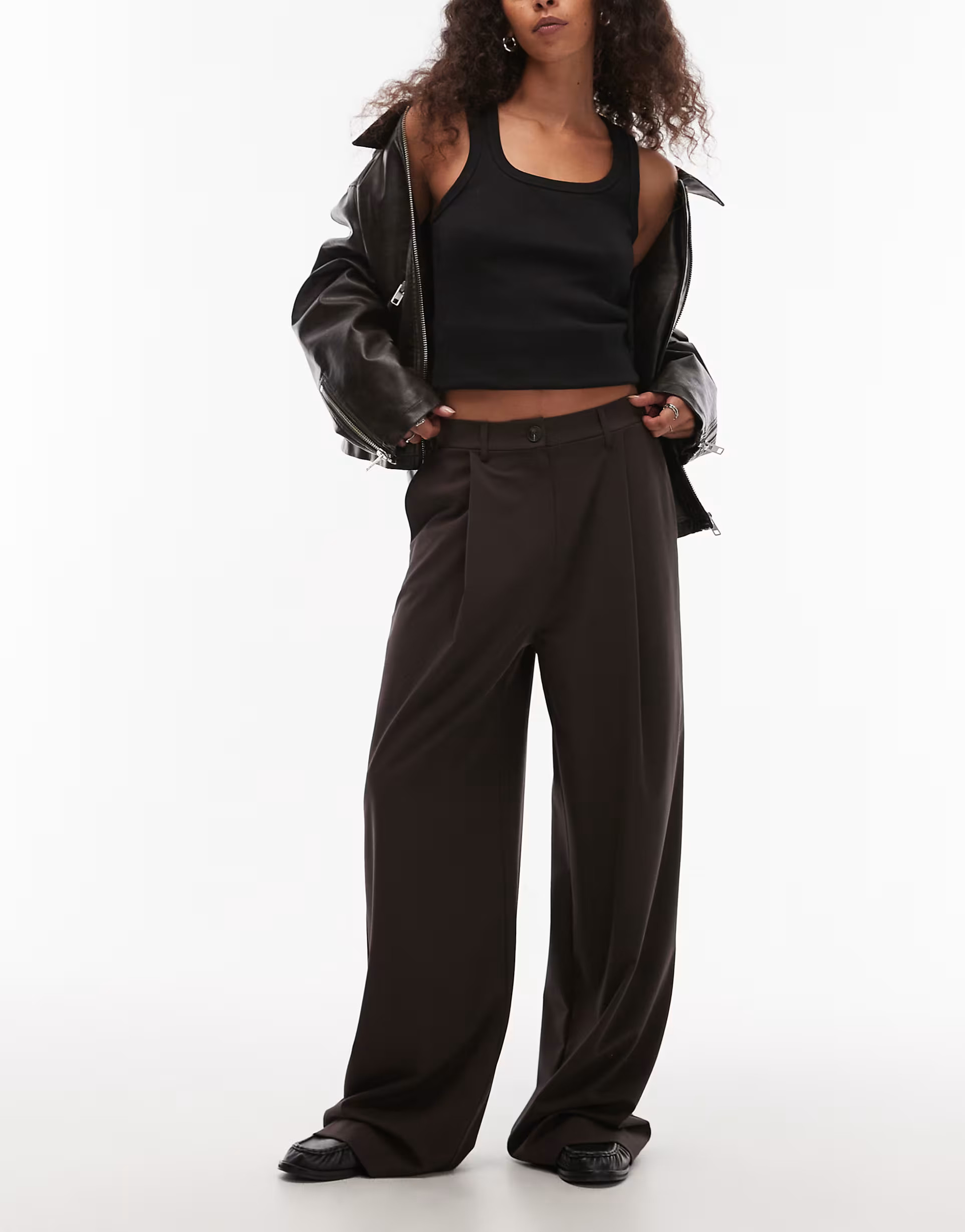 ASOS DESIGN tailored wide leg dad trouser in chocolate | ASOS (Global)