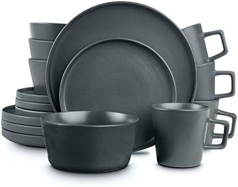 Stone Lain Coupe Dinnerware Set, Service For 4, Gray Matte | Amazon (US)