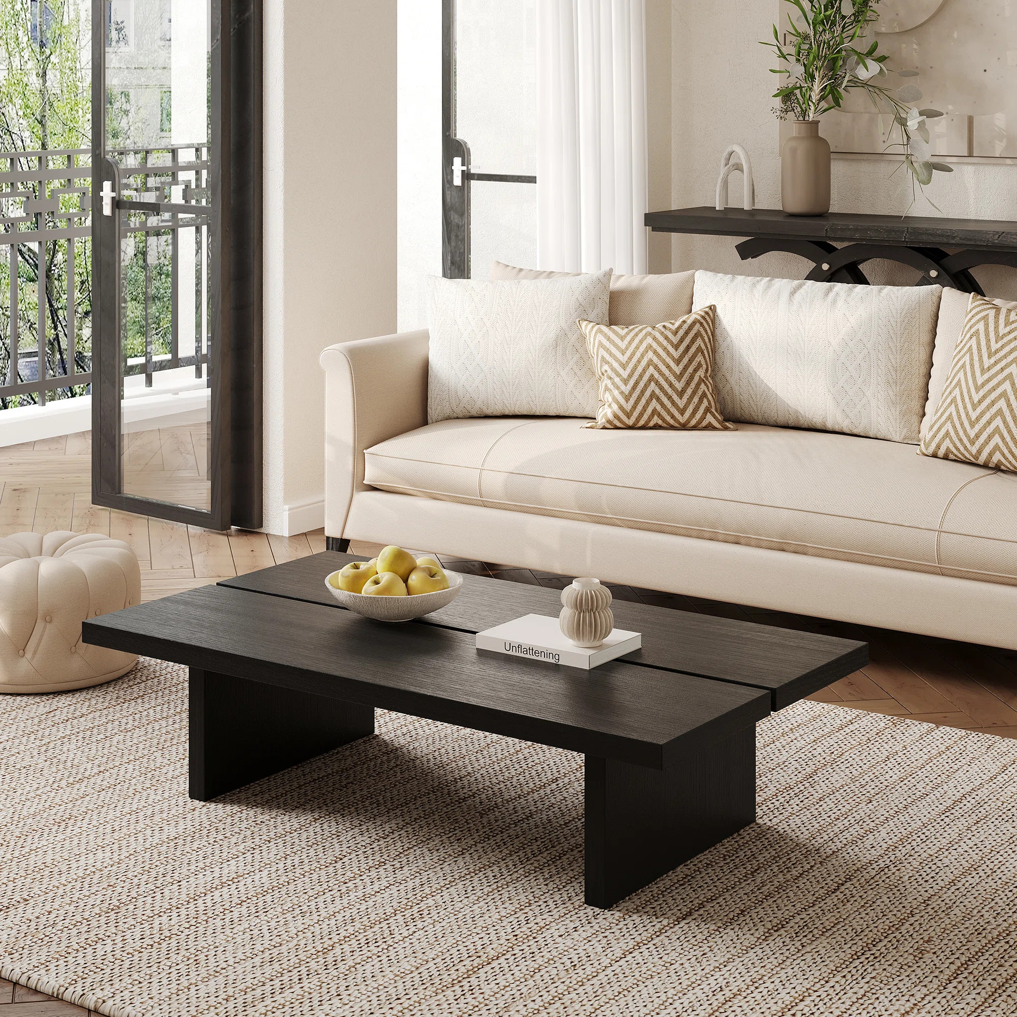 47"Modern Wood Coffee Table, Rectangler Sled Coffee Table for Livingroom | Wayfair North America