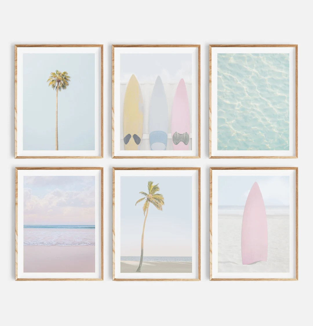 Beach Surf Set of 6, Gallery Wall Set, Digital Download, Surfboard Print, Printable Beach Art, Be... | Etsy (US)