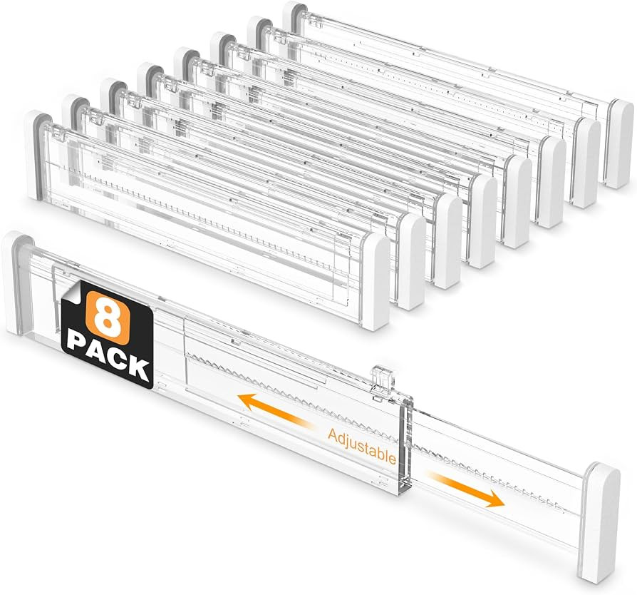 HiYZ Adjustable Drawer Dividers - Expandable 12.6''-22.8'' Kitchen Drawer Organizers Separators f... | Amazon (US)