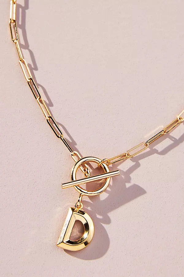 Chain Link Monogram Pendant Necklace By Anthropologie in | Anthropologie (US)