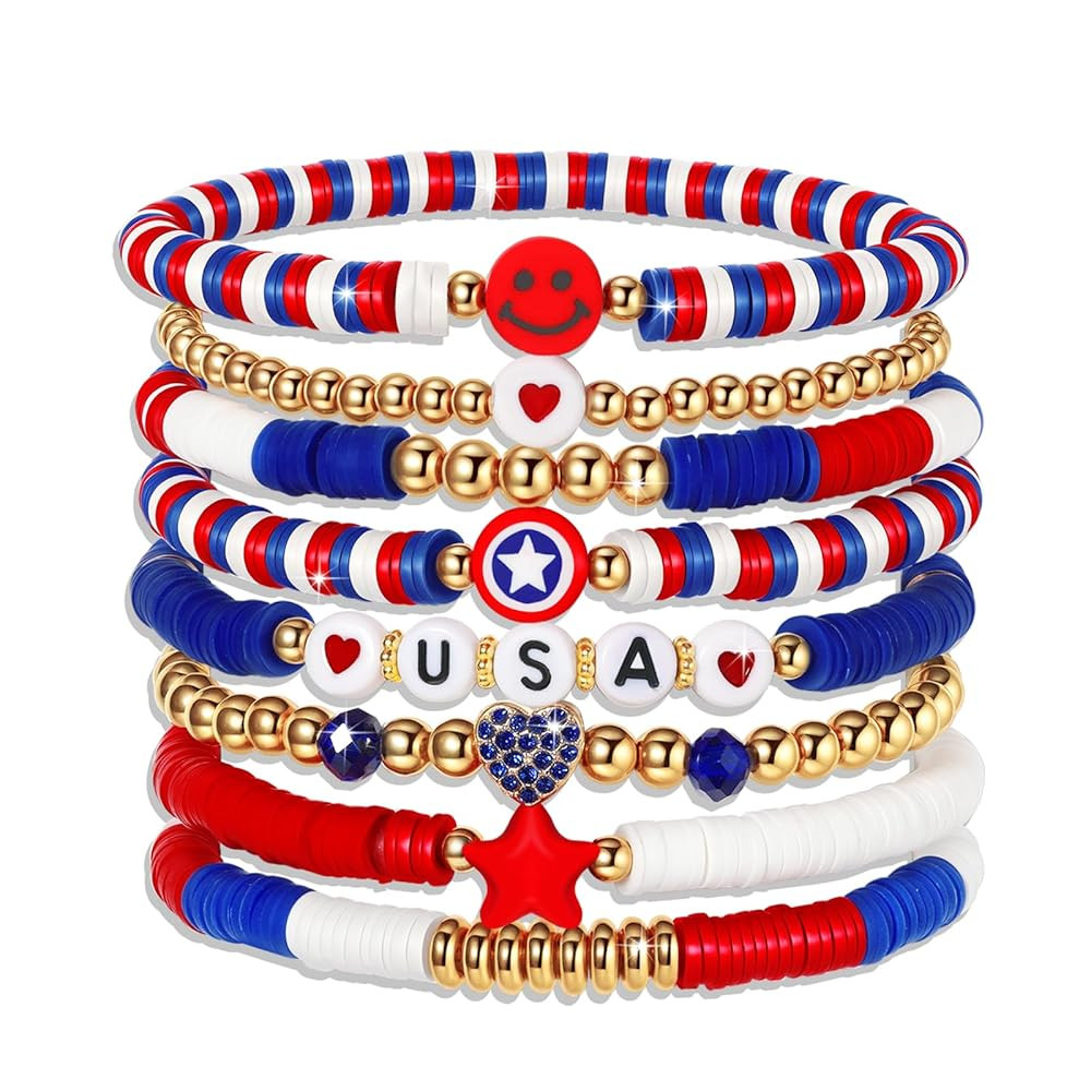 Friendship Bracelets - Beaded Bracelets Set for Teen Women, Stretchable Preppy Bracelets, Stackab... | Amazon (US)