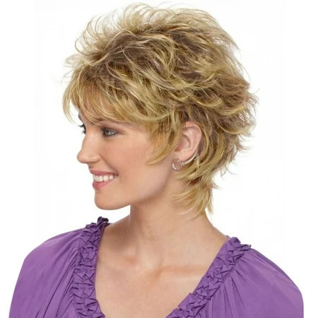 QUEENTAS Short Blonde Wig Layered Blonde Wig with Bangs Synthetic Pxie Cut Wigs for Women Blonde Mullet Wigs with Highlighted Honey Blonde Wig | Walmart (US)