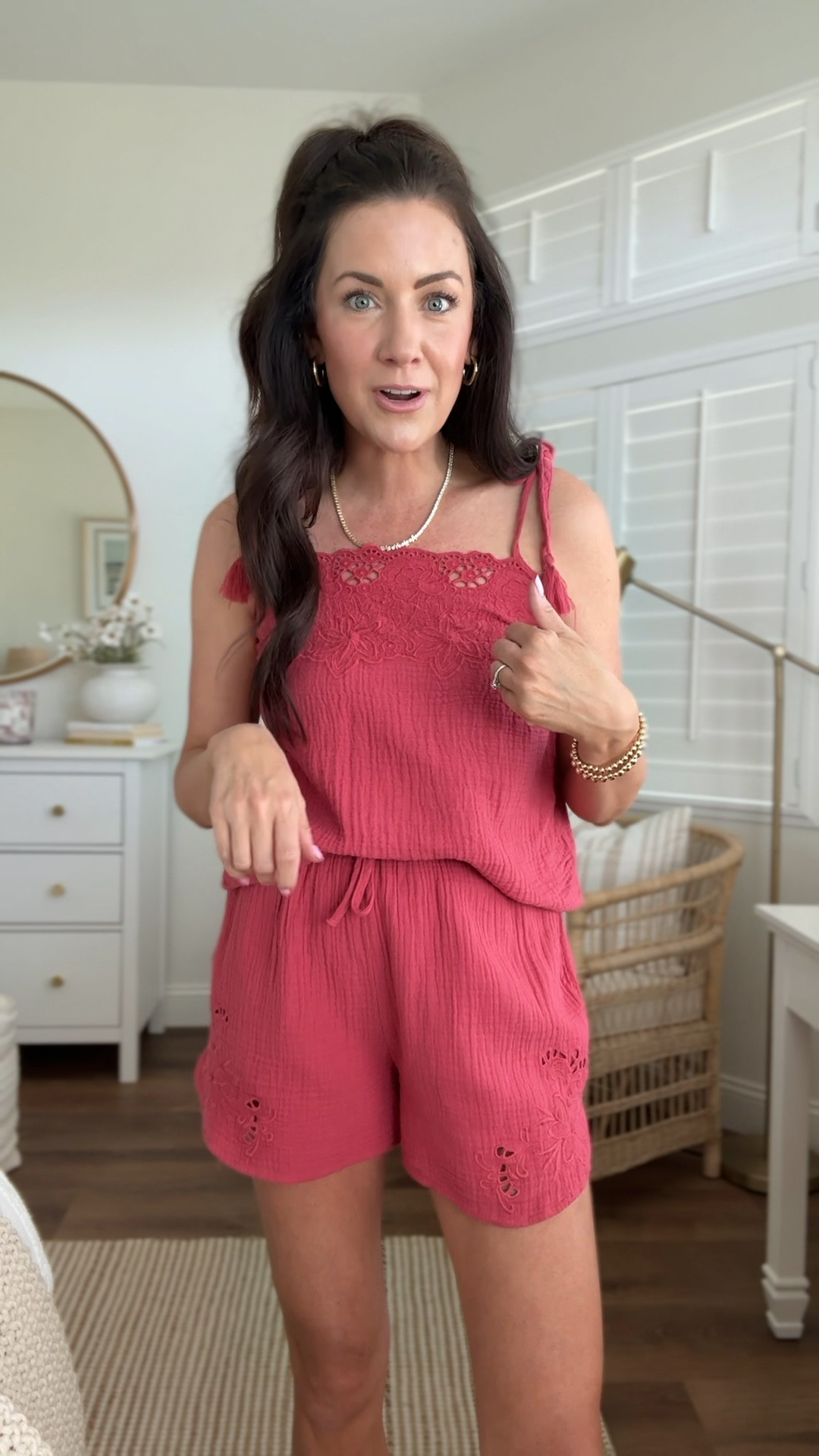 New Target Set in our favorite gauzy material that is a dream for spring & summer! Wearing a small in both—run tts, between in the top is go up 

#LTKSeasonal #LTKootd #LTKmomlife