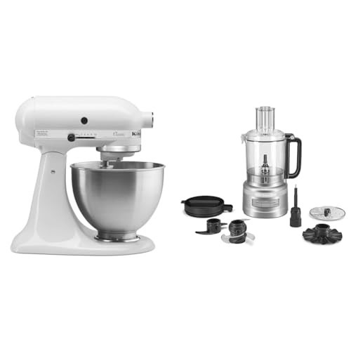 KitchenAid Classic Series 4.5 Quart Tilt-Head Stand Mixer K45SS, White & 9 Cup Food Processor - KFP0921 | Amazon (US)