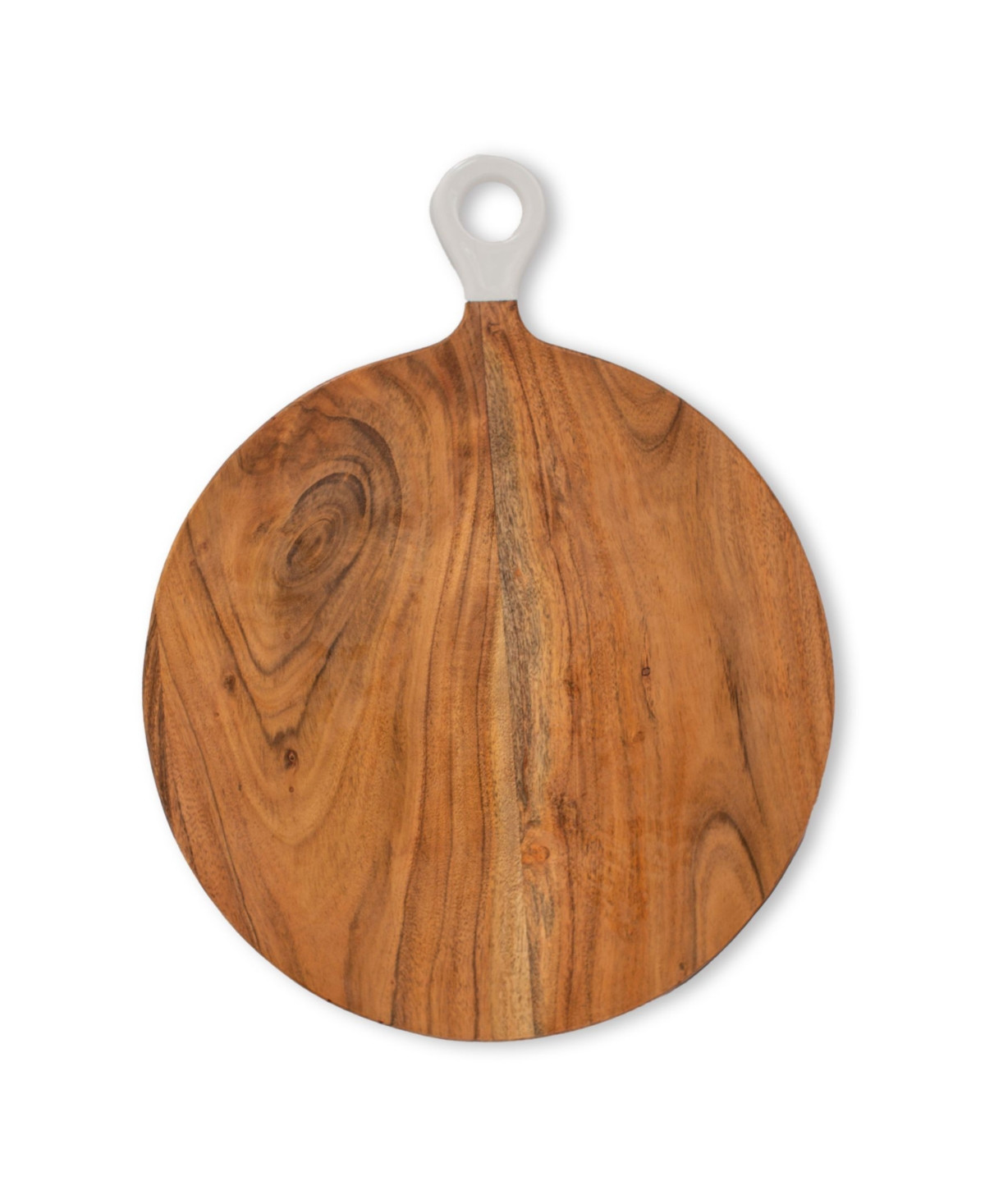 Jeanne Fitz Wood Plus White Collection Acacia Wood Round Charcuterie Board, Large - Brown and White | Macy's