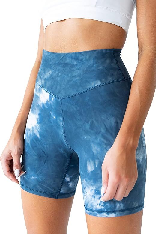 Kamo Fitness High Waisted Yoga Ellyn Shorts 6" Inseam Butt Lifting Tie Dye Soft Workout Pants Tum... | Amazon (US)