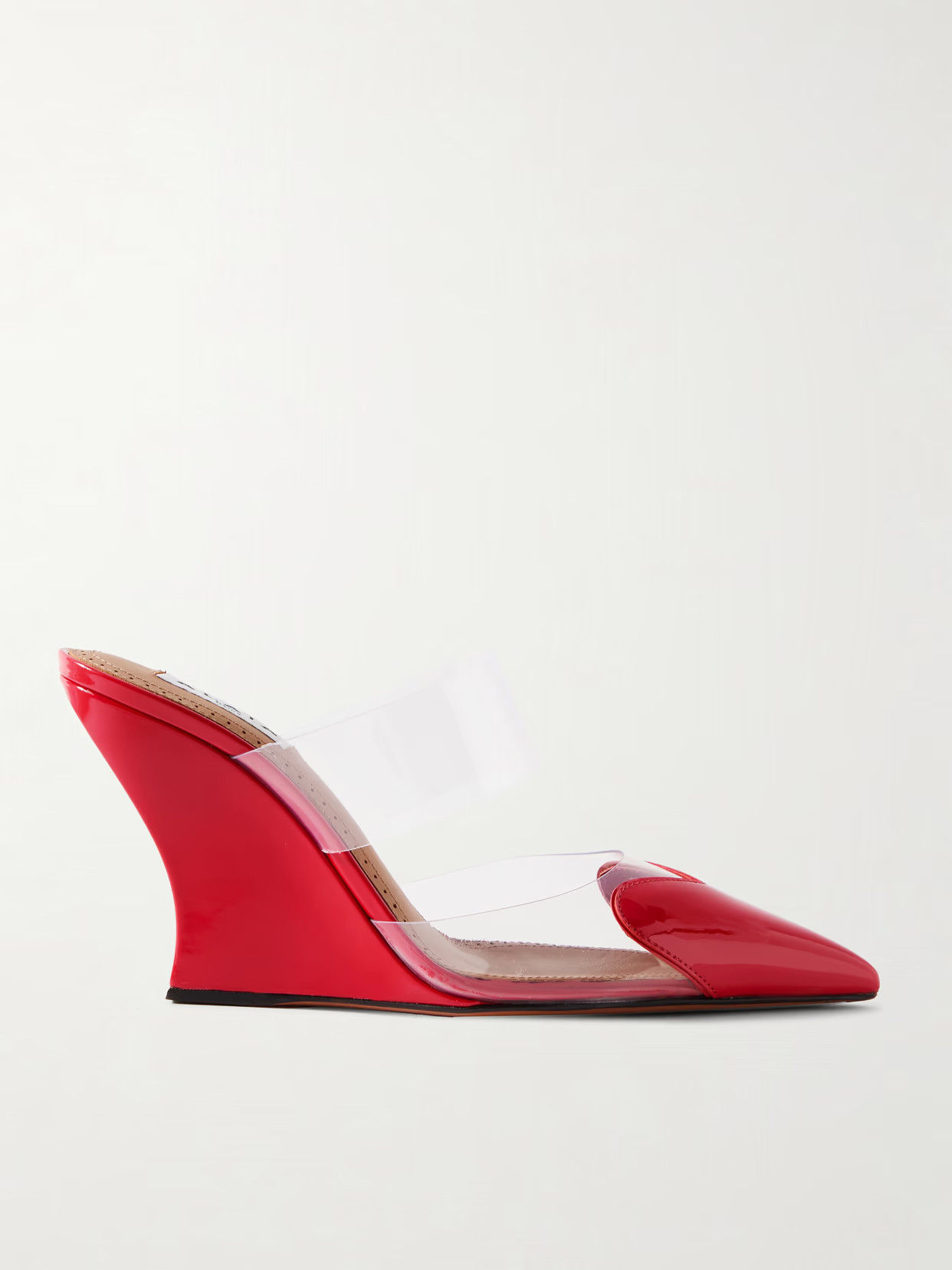 Alaïa - Le Caur Patent-leather And Pvc Wedge Mules - Red | NET-A-PORTER (US)