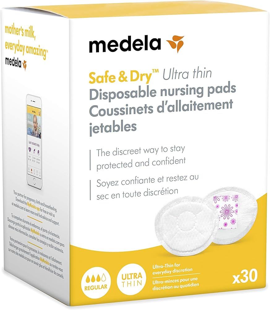 Medela Safe & Dry Ultra Thin Disposable Nursing Pads, 30 Count Breast Pads for Breastfeeding, Lea... | Amazon (US)