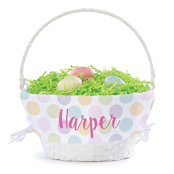 Personalized Easter Egg Basket For Her with Handle and Custom Name | Polka Dot Easter Basket Line... | Amazon (US)