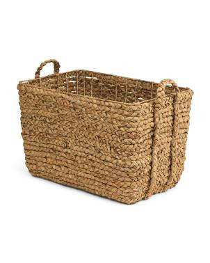 19x16 Braided Rectangular Basket With Ear Handles | TJ Maxx