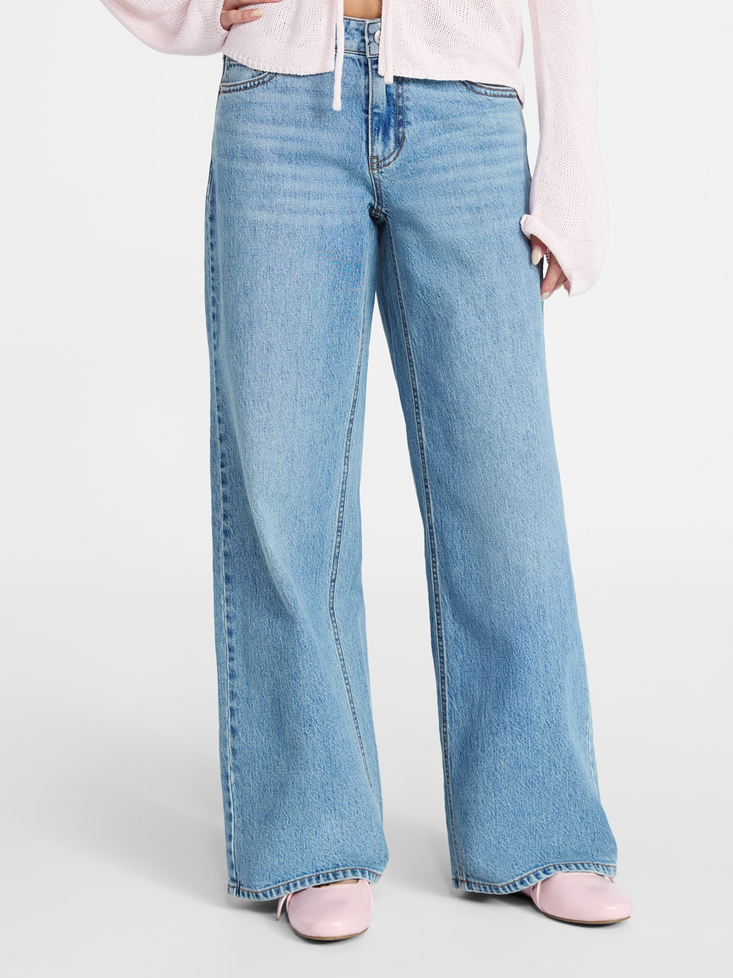 No Boundaries Mid-Rise Baggy Jeans, 31" Inseam, Women's 00-20 | Walmart (US)
