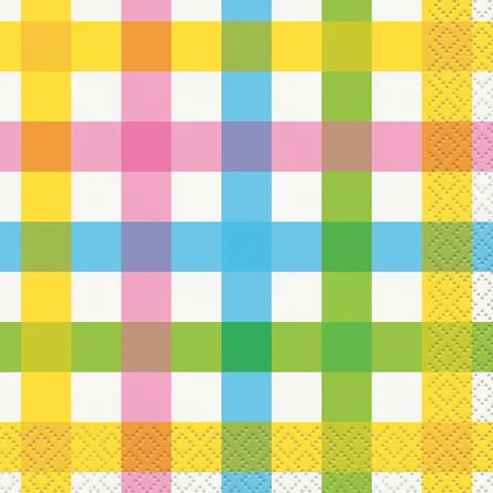 Colorful Plaid Easter Paper Beverage Napkins, 5in, 24ct | Walmart (US)
