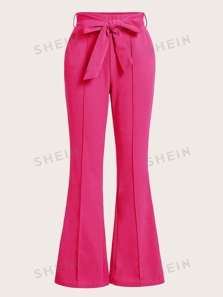 SHEIN Clasi Ladies' Solid Color Flared Trousers | SHEIN