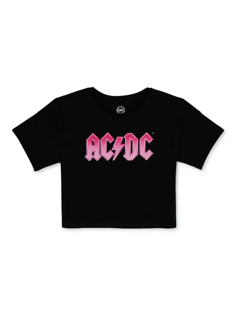 Wonder Nation Girls AC/DC Graphic Short Sleeve T-Shirt, Sizes 4-18 | Walmart (US)