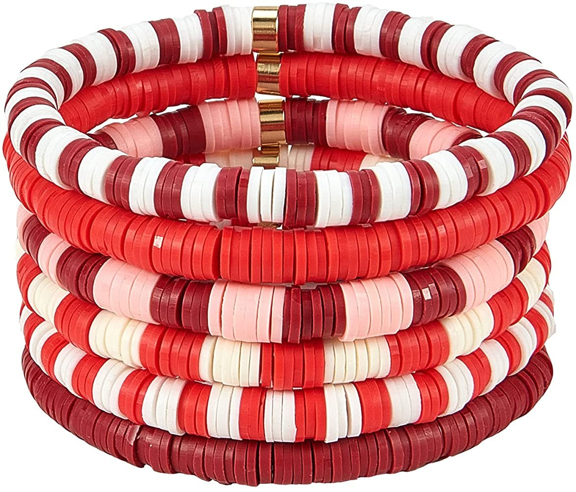 Ornaland Heishi Surfer Bracelets Set Polymer Clay Heishi Beads Stretch Bracelets Bohemia Summer Beac | Amazon (US)