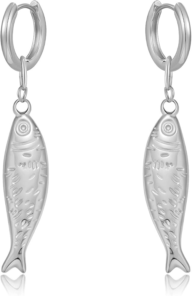 Gold Fish Dangle Earrings for Women, Fun Ocean-Inspired Hoop and Drop Styles for Summer Beach Loo... | Amazon (US)