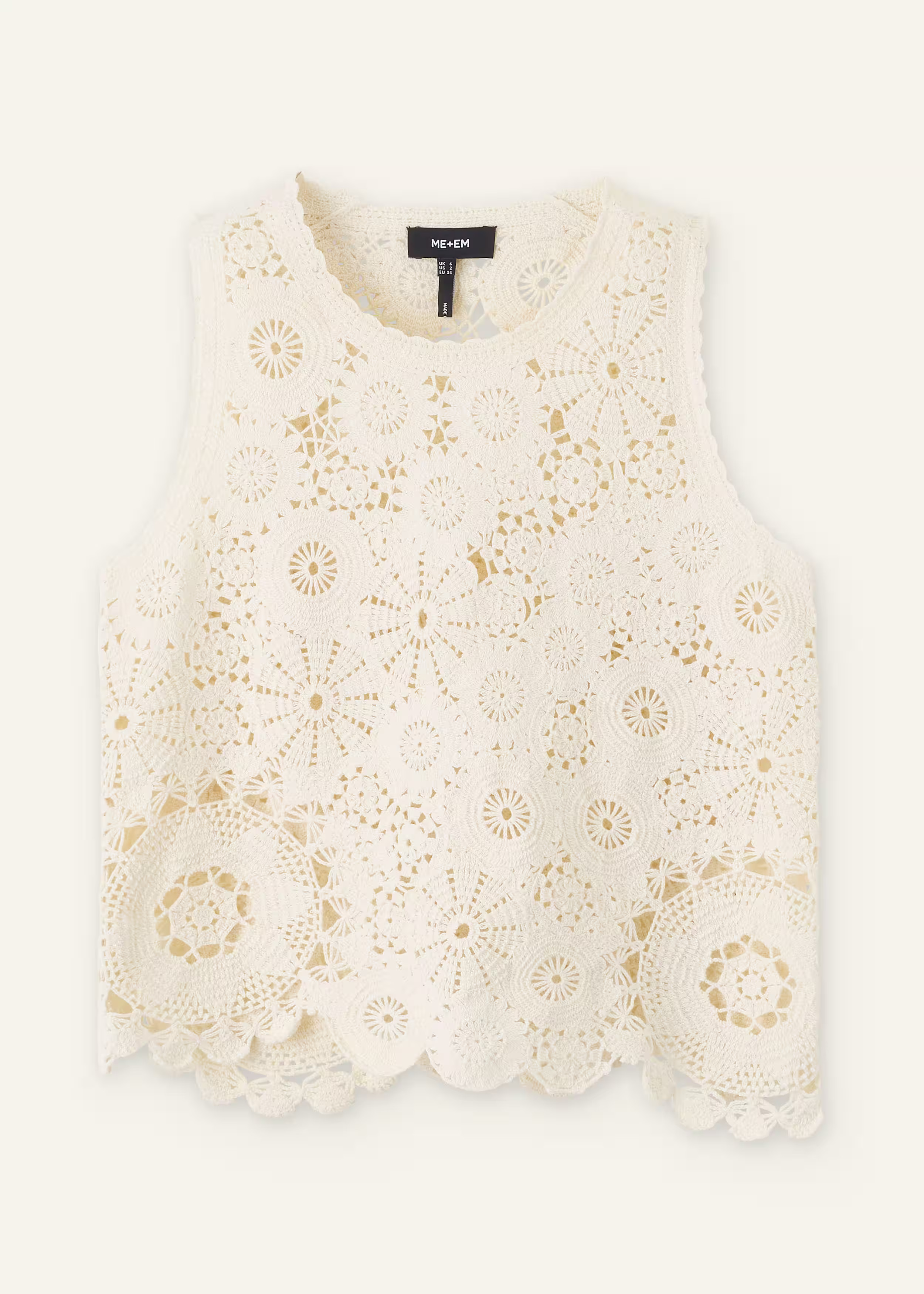 Women's Cream Asymmetric Crochet Vest | ME+EM | ME+EM Global (Excluding US)