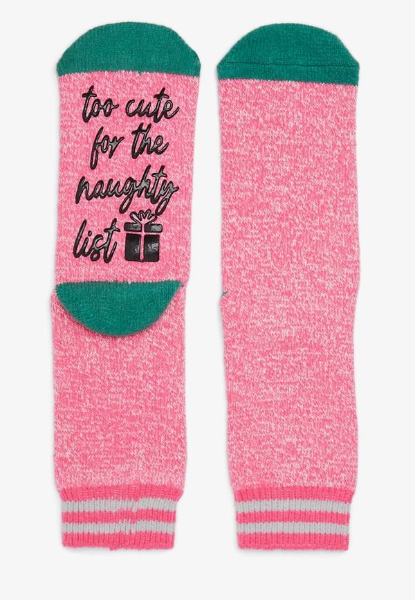 Too Cute For The Naughty List Crew Socks | Maurices