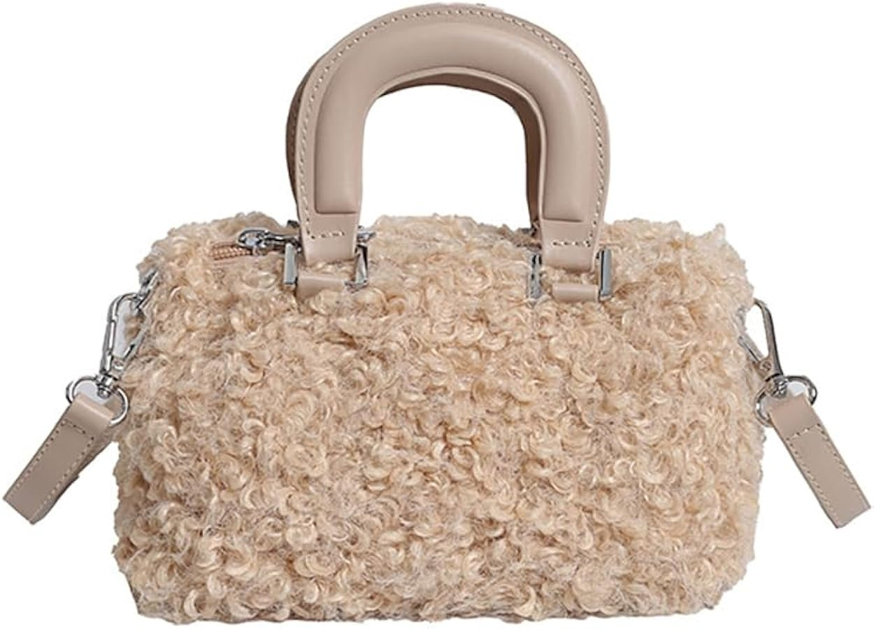 Cute Fuzzy Lambs Wool Handbag for Women Retro Furry Crossbody Bag | Amazon (US)