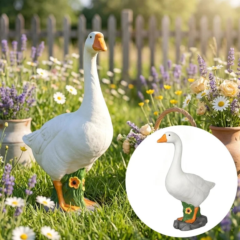 Summercome Large Porch Goose Statue, 20 Inch Realistic Hand-Painted Goose Sculpture, All-Weather ... | Walmart (US)