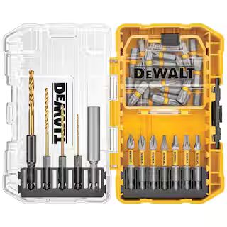 Driving Bit and Black Oxide Drill Bit Set with Right Angle Adapter and Tough Case (40-Piece) | The Home Depot