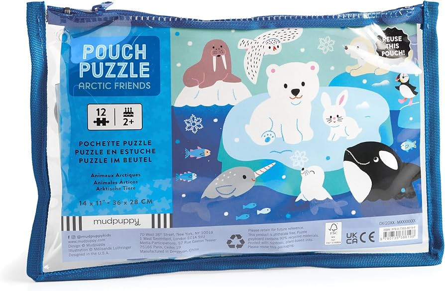 Mudpuppy Arctic Friends – 12 Piece Puzzle with Reusable Zipper Pouch Featuring Colorful and Fun... | Amazon (US)