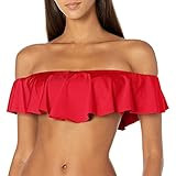 Trina Turk Women's Off Shoulder Ruffle Bandeau Bikini Swimsuit Top, red//Getaway Solids, 4 | Amazon (US)