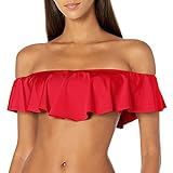 Trina Turk Women's Off Shoulder Ruffle Bandeau Bikini Swimsuit Top, red//Getaway Solids, 4 | Amazon (US)