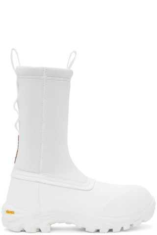 White Leather Security Sock Boots | SSENSE