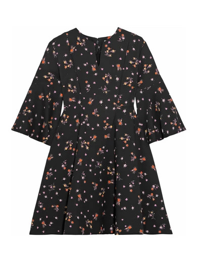 Carven - Floral-print Crepe Mini Dress - Black | NET-A-PORTER (US)