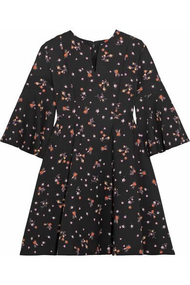 Carven - Floral-print Crepe Mini Dress - Black | NET-A-PORTER (US)