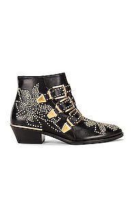 Chloe Susanna Leather Studded Booties in Black | FWRD 