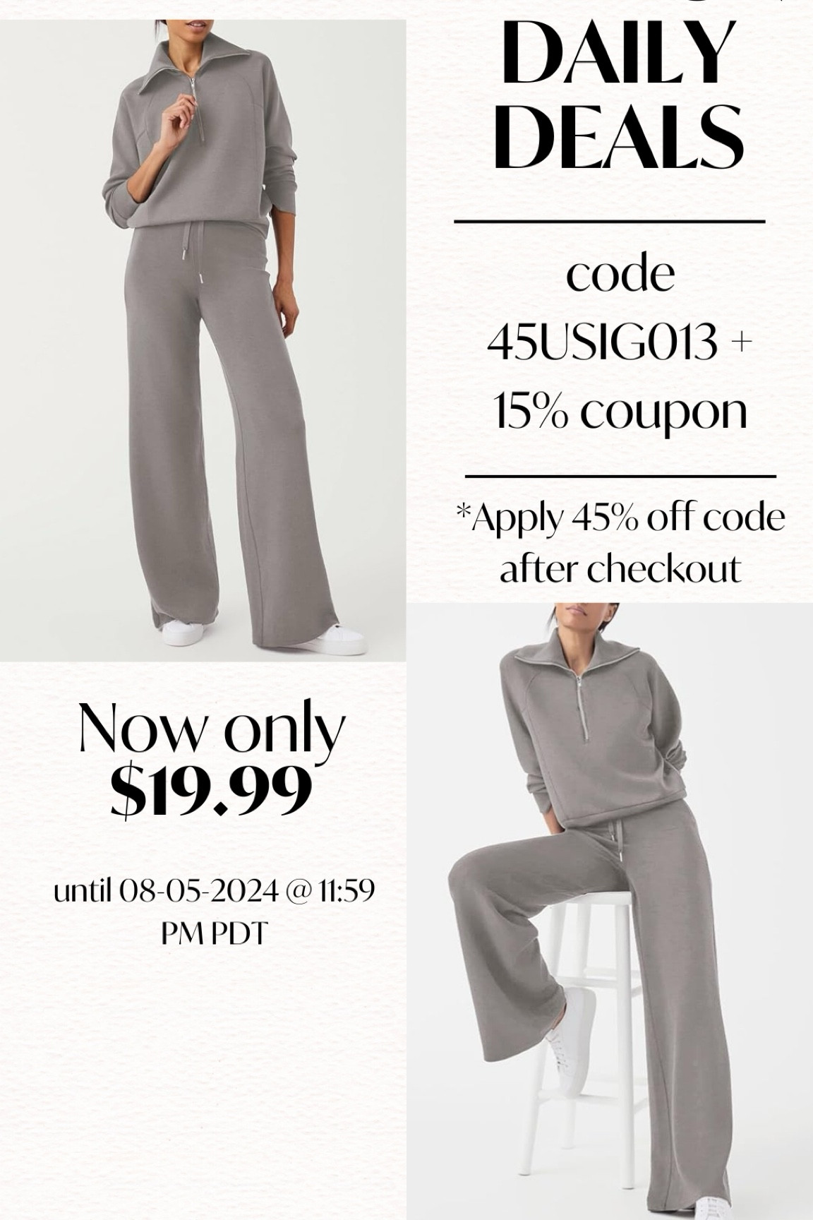 Daily Deal
$19.99
45% off code 45USIG013 & clip the coupon!
Code expires 8/5/2024



#LTKFindsUnder50 #LTKStyleTip #LTKSaleAlert