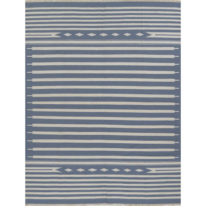 Thompson Handmade Flatweave Wool Light Blue Rug | Wayfair North America