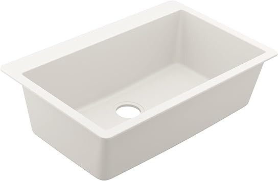 Moen GGW3026B 33-Inch Wide x 9.5-Inch Deep Dual Mount Granite Single Bowl Kitchen Sink, White | Amazon (US)