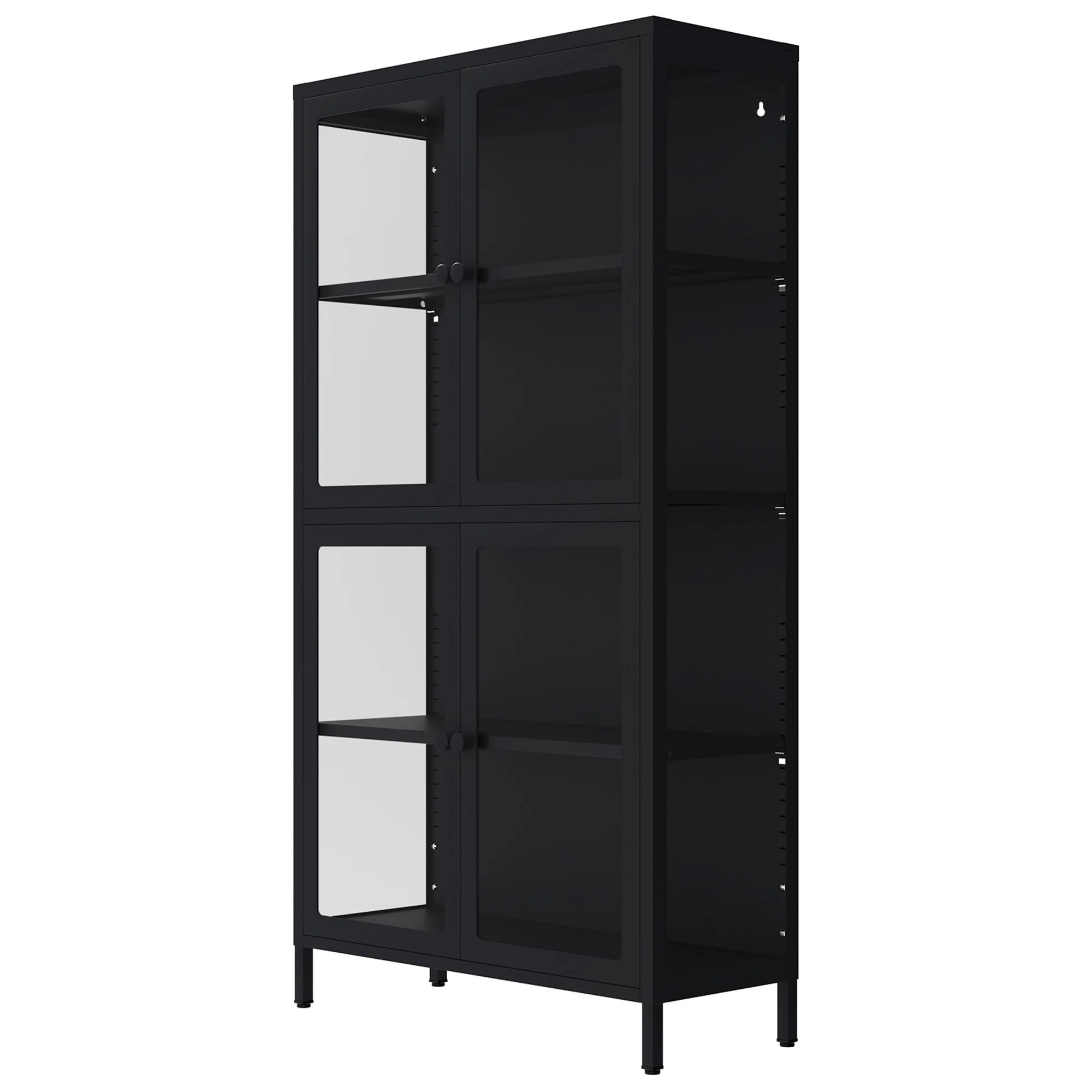 Four Glass Door Storage Cabinet With Adjustable Shelves And Feet Cold-Rolled Steel Sideboard Furn... | Wayfair North America