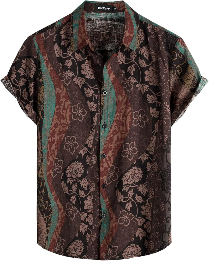 VATPAVE Mens Summer Tropical Shirts Short Sleeve Button Down Aloha Hawaiian Shirts | Amazon (US)