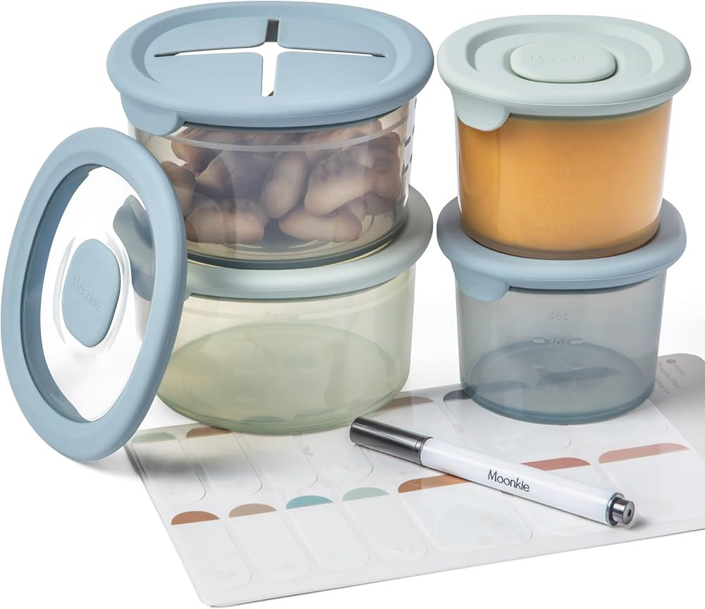 Moonkie Silicone Baby Food Containers | 8oz/4 oz Baby Food Storage Jars with Airtight Lids | Reus... | Amazon (US)