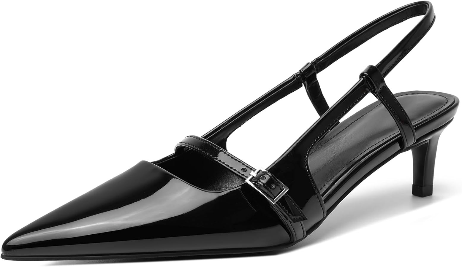 Slingback Kitten Heels for Women with Pointed Toe Arch Buckle Strap | Amazon (US)