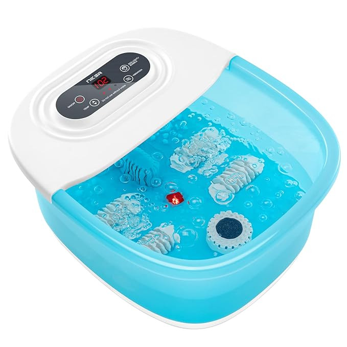 Foot Spa Bath Massager with Heat, Bubbles, Vibration and Red Light,4 Massage Roller Pedicure Foot... | Amazon (US)