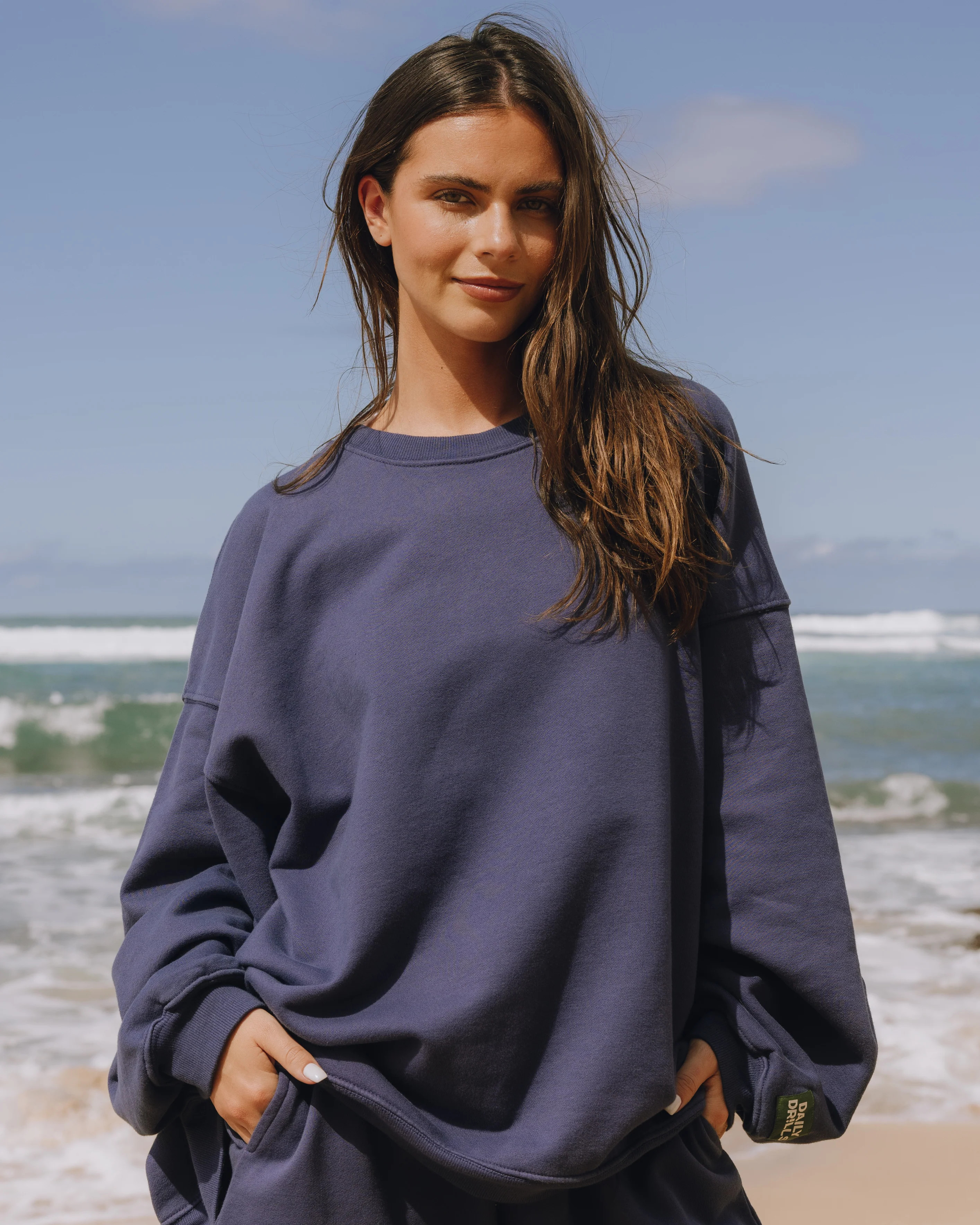Unisex Oversized Crew - Navy | Daily Drills