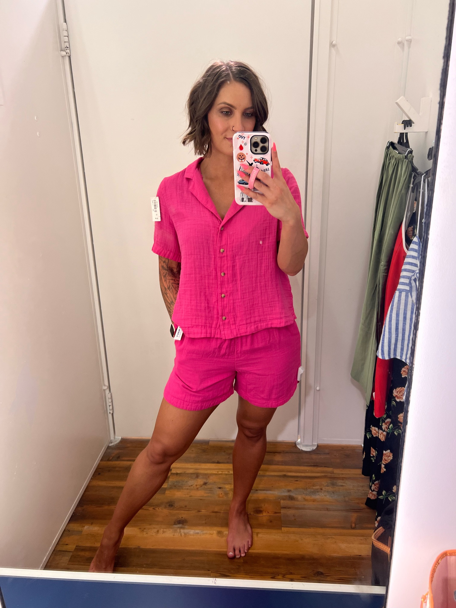 The cutest pink set. Perfect as a swim suit coverup or vacation outfit. I’m wearing a small in the shorts and XS in the top  

#LTKSaleAlert #LTKTravel #LTKFindsUnder50