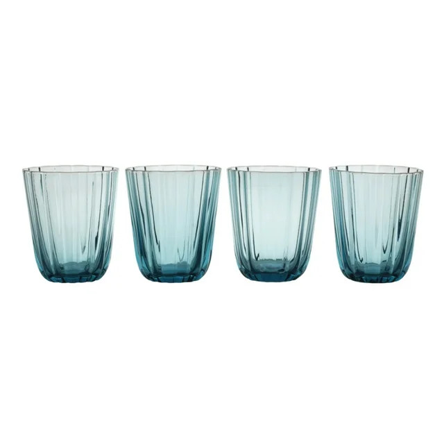 Beautiful Scallop Glass Water Glasses Set of 4 Cornflower Blue by Drew Barrymore | Walmart (US)