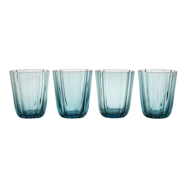 Beautiful Scallop Glass Water Glasses Set of 4 Cornflower Blue by Drew Barrymore | Walmart (US)